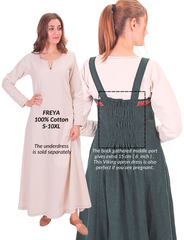 FIONA WOOL Green - Medieval Viking Wool Apron Dress