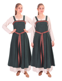 FIONA WOOL Green - Medieval Viking Wool Apron Dress