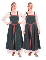 FIONA WOOL Green - Medieval Viking Wool Apron Dress