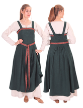 ANNA Schwarz – Mittelalterliches Wikinger-Schürzenkleid aus Wolle – Authentische nordische Eleganz