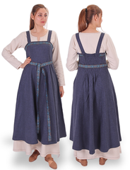 FIONA WOOL Indigo Blue - Medieval Viking Wool Apron Dress