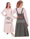 FIONA WOOL Khaki - Medieval Viking Wool Apron Dress