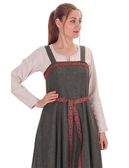 FIONA WOOL Khaki - Medieval Viking Wool Apron Dress