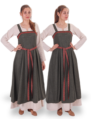FIONA WOOL Khaki - Medieval Viking Wool Apron Dress