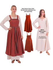 FIONA WOOL Orange - Medieval Viking Wool Apron Dress