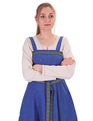 FIONA Wool P. Blue - Medieval Viking Wool Apron Dress