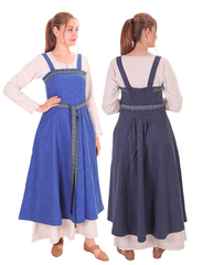 FIONA Wool P. Blue - Medieval Viking Wool Apron Dress