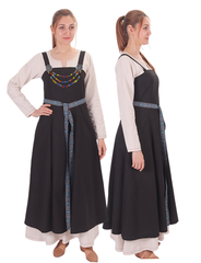 FIORE Cotton Black Apron Dress: Authentic Medieval Viking Cotton Canvas Pinafore
