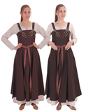 FIORE Cotton Brown Apron Dress: Authentic Medieval Viking Cotton Pinafore