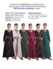 FIORE Cotton Brown Apron Dress: Authentic Medieval Viking Cotton Pinafore