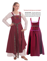 FIORE Cotton Burgundy Apron Dress: Authentic Medieval Viking Cotton Pinafore