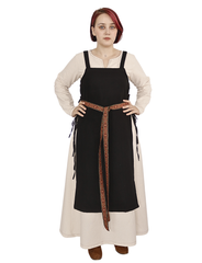 GYDA WOOL Black - Medieval Viking Wool Apron Pinafore Dress
