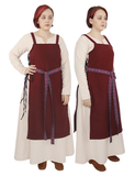 GYDA WOOL Burgundy - Medieval Viking Wool Apron Pinafore Dress