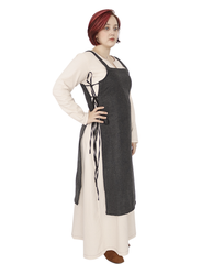 GYDA WOOL Grey - Medieval Viking Wool Apron Pinafore Dress