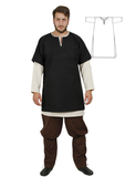 HELM Black Wool Over Tunic - Medieval Viking Woolen Short Sleeve Tunic