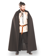 HERO Schwarz - Mittelalterlicher Wikinger-Umhang mit Kapuze für Herren