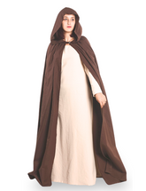 HERO Braun - Mittelalterlicher Wikinger-Umhang mit Kapuze für Damen