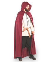 HERO Burgunderrot - Mittelalterlicher Wikinger-Umhang mit Kapuze für Herren