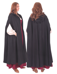 KAYLA WOOL Black – Medieval Viking Wool Coat Cloak with Pockets