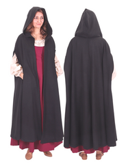 KAYLA WOOL Black – Medieval Viking Wool Coat Cloak with Pockets