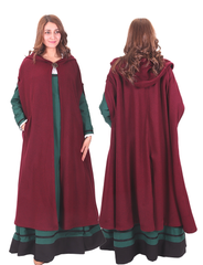 KAYLA WOOL Burgundy – Medieval Viking Wool Coat Cloak with Pockets