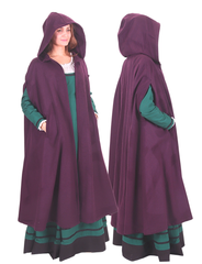 KAYLA WOOL Purple – Medieval Viking Wool Coat Cloak with Pockets