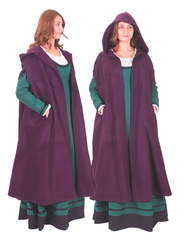 KAYLA WOOL Purple – Medieval Viking Wool Coat Cloak with Pockets