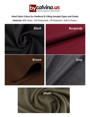 Cape courte noire KELLY WOOL – Cape courte médiévale en laine viking avec capuche et poches
