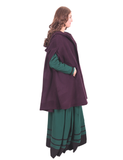 KELLY WOOL Purple Short Cloak – Medieval Viking Wool Short Cloak with Hood and Pockets