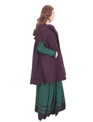 KELLY WOOL Lila Kurzmantel – Mittelalterlicher Kurzmantel aus Wikingerwolle mit Kapuze und Taschen