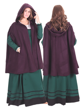 KELLY WOOL Lila Kurzmantel – Mittelalterlicher Kurzmantel aus Wikingerwolle mit Kapuze und Taschen