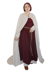 LALE Cotton Canvas Long Tail Cloak – Women's Medieval Viking Long-Tail Hooded Cloak