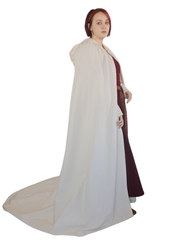 LALE Cotton Canvas Long Tail Cloak – Women's Medieval Viking Long-Tail Hooded Cloak