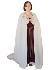LALE Cotton Canvas Long Tail Cloak – Women's Medieval Viking Long-Tail Hooded Cloak