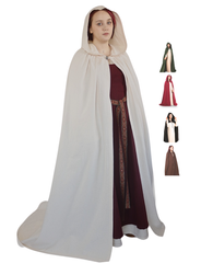 LALE Cotton Canvas Long Tail Cloak – Women's Medieval Viking Long-Tail Hooded Cloak
