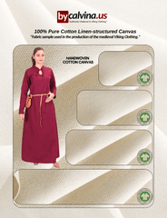 LARA Medieval Cotton Burgundy Dress | Authentic Medieval Attire