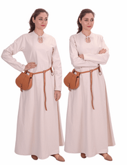 LARA Medieval Cotton Canvas Natur Dress | Authentic Medieval Attire