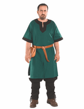 LOKI Cotton F.Green/black Tunic : Medieval Viking Renaissance Short Sleeve Cotton Tunic