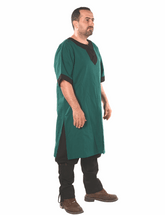 LOKI Cotton F.Green/black Tunic : Medieval Viking Renaissance Short Sleeve Cotton Tunic