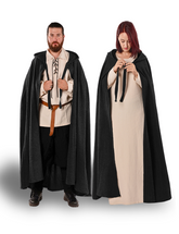 LORD Unisex Grauer Wollumhang - Mittelalterlicher Wikinger-Umhang mit Kapuze und Cape für Damen und Herren
