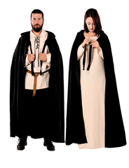 LORD WOOL Unisex Black Cloak - Medieval Viking Hooded Cloak and Capes