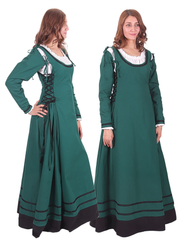 MIA Cotton Forest Green – XV-XVI Century Inspired Medieval Viking Renaissance Cotton Dress