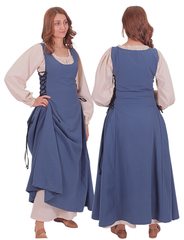MIRANDA Cotton Blue - XV-XVI Century Inspired, Sleeveless Medieval Viking Renaissance Women's Over Dress