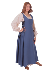 MIRANDA Cotton Blue - XV-XVI Century Inspired, Sleeveless Medieval Viking Renaissance Women's Over Dress