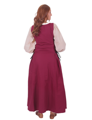MIRANDA Cotton Burgundy - XV-XVI Century Inspired, Sleeveless Medieval Viking Renaissance Women's Over Dress