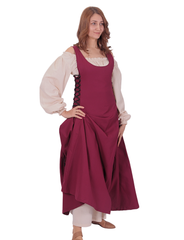 MIRANDA Cotton Burgundy - XV-XVI Century Inspired, Sleeveless Medieval Viking Renaissance Women's Over Dress