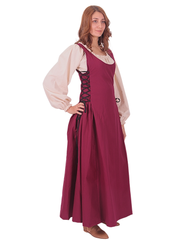 MIRANDA Cotton Burgundy - XV-XVI Century Inspired, Sleeveless Medieval Viking Renaissance Women's Over Dress