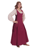 MIRANDA Cotton Burgundy - XV-XVI Century Inspired, Sleeveless Medieval Viking Renaissance Women's Over Dress
