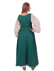 MIRANDA Cotton Forest Green - XV-XVI Century Inspired, Sleeveless Medieval Viking Renaissance Women's Over Dress