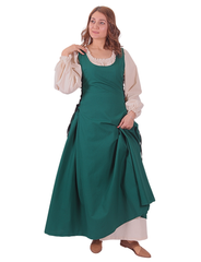 MIRANDA Cotton Forest Green - XV-XVI Century Inspired, Sleeveless Medieval Viking Renaissance Women's Over Dress
